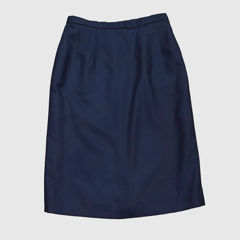 Vintage Pendleton Womens 8 Navy Blue 100% Virgin Wool Pencil Skirt Lined USA